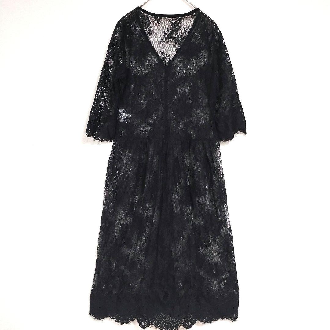 フリーズマート オールレース７分袖ブラックカーディガン F ロングワンピース 6