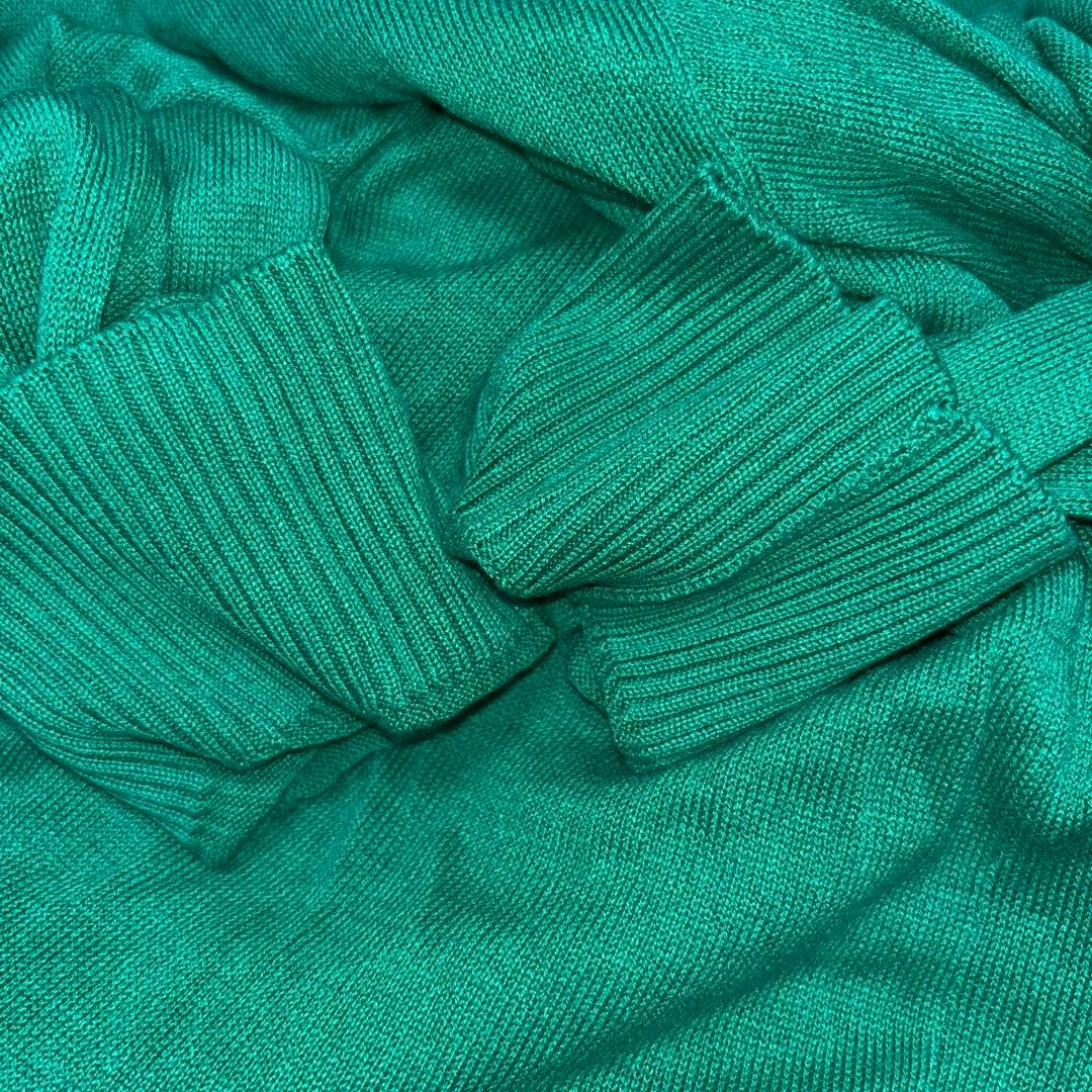 DRESKIP 薄手グリーン カーディガン Mサイズノーボタンd725 12