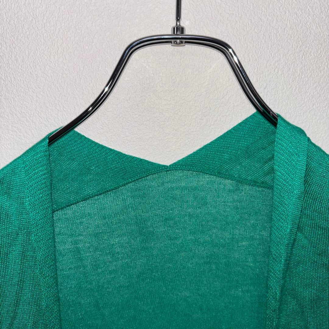 DRESKIP 薄手グリーン カーディガン Mサイズノーボタンd725 3