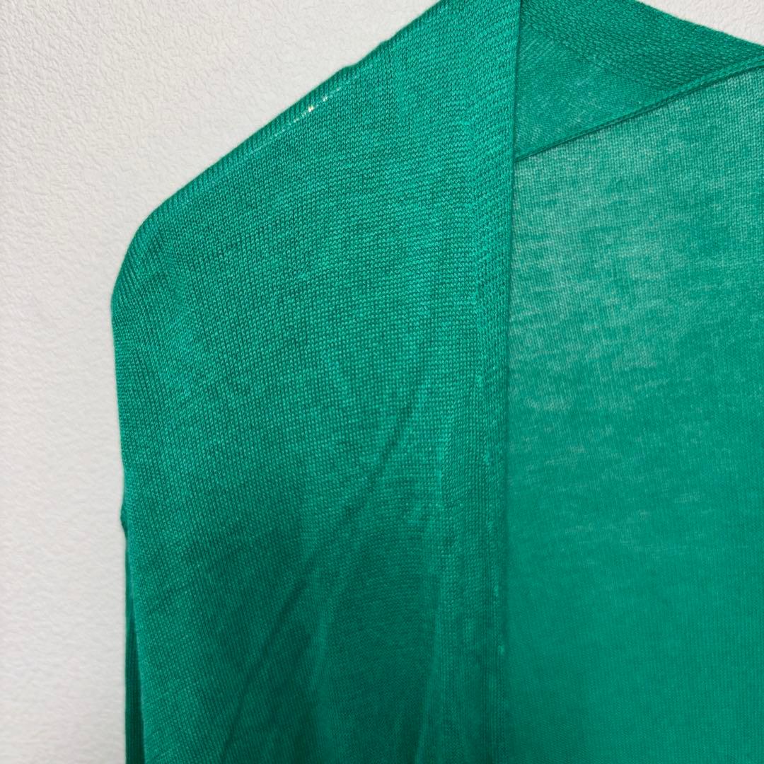 DRESKIP 薄手グリーン カーディガン Mサイズノーボタンd725 4