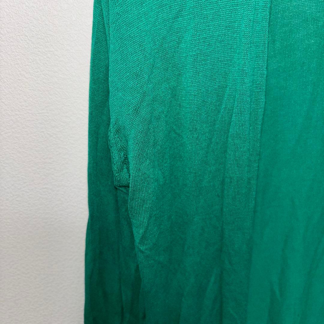 DRESKIP 薄手グリーン カーディガン Mサイズノーボタンd725 5