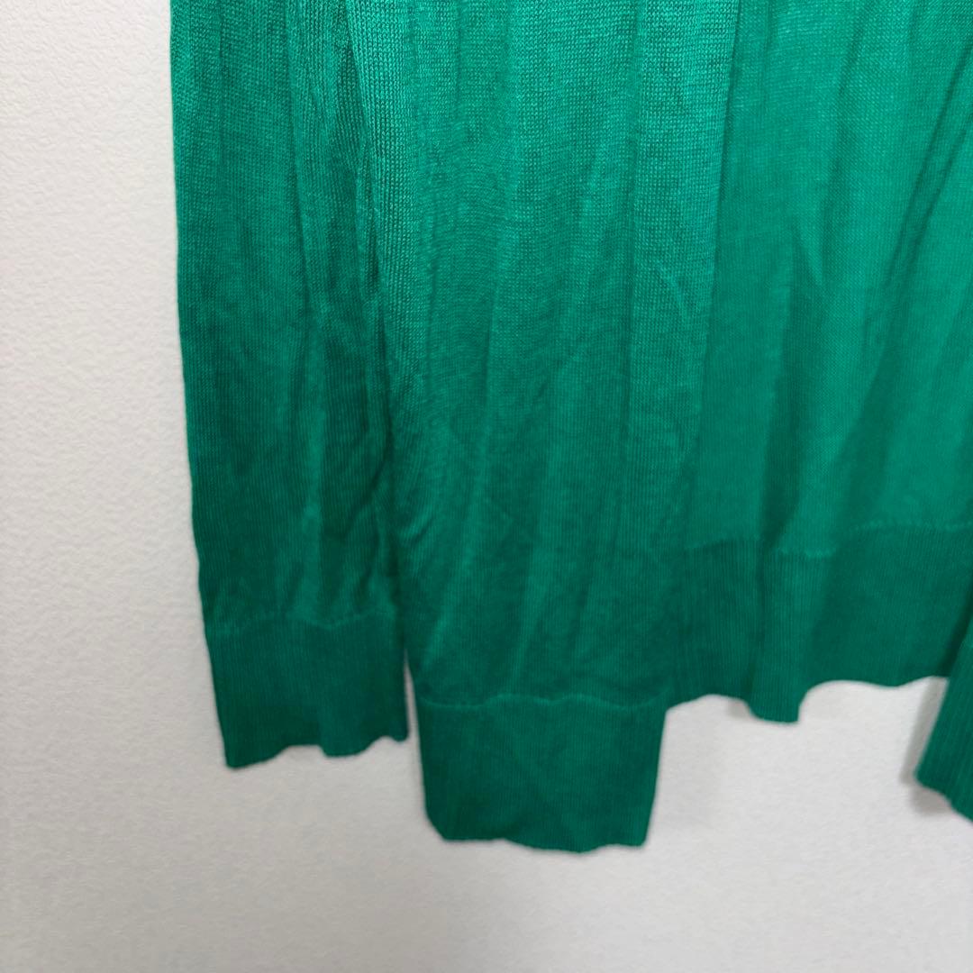 DRESKIP 薄手グリーン カーディガン Mサイズノーボタンd725 6