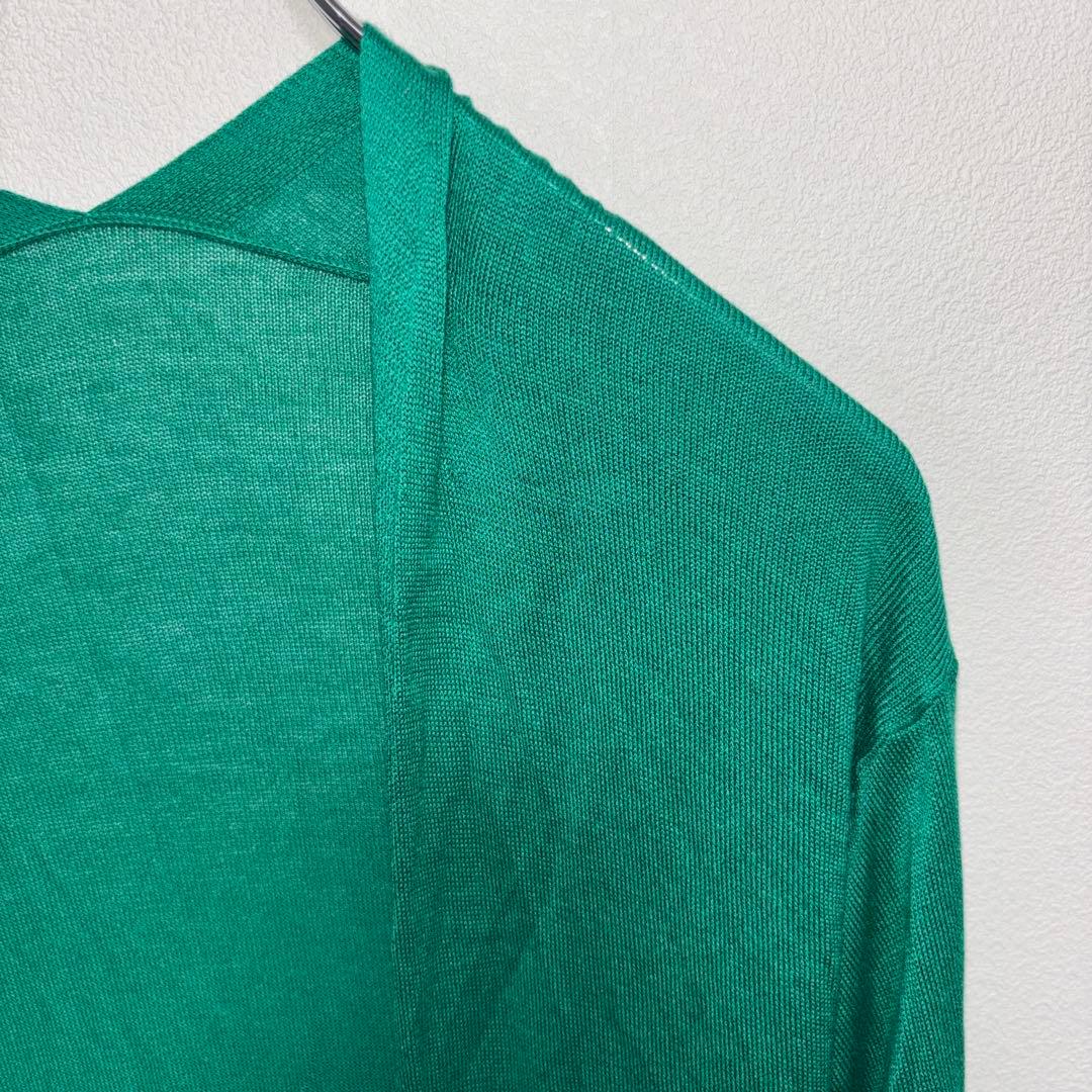 DRESKIP 薄手グリーン カーディガン Mサイズノーボタンd725 7