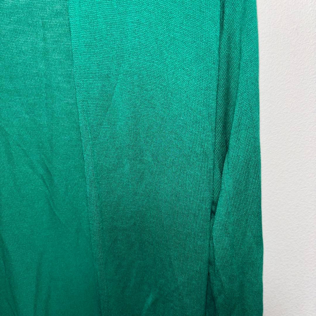 DRESKIP 薄手グリーン カーディガン Mサイズノーボタンd725 8