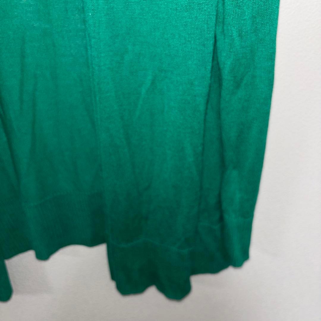 DRESKIP 薄手グリーン カーディガン Mサイズノーボタンd725 9