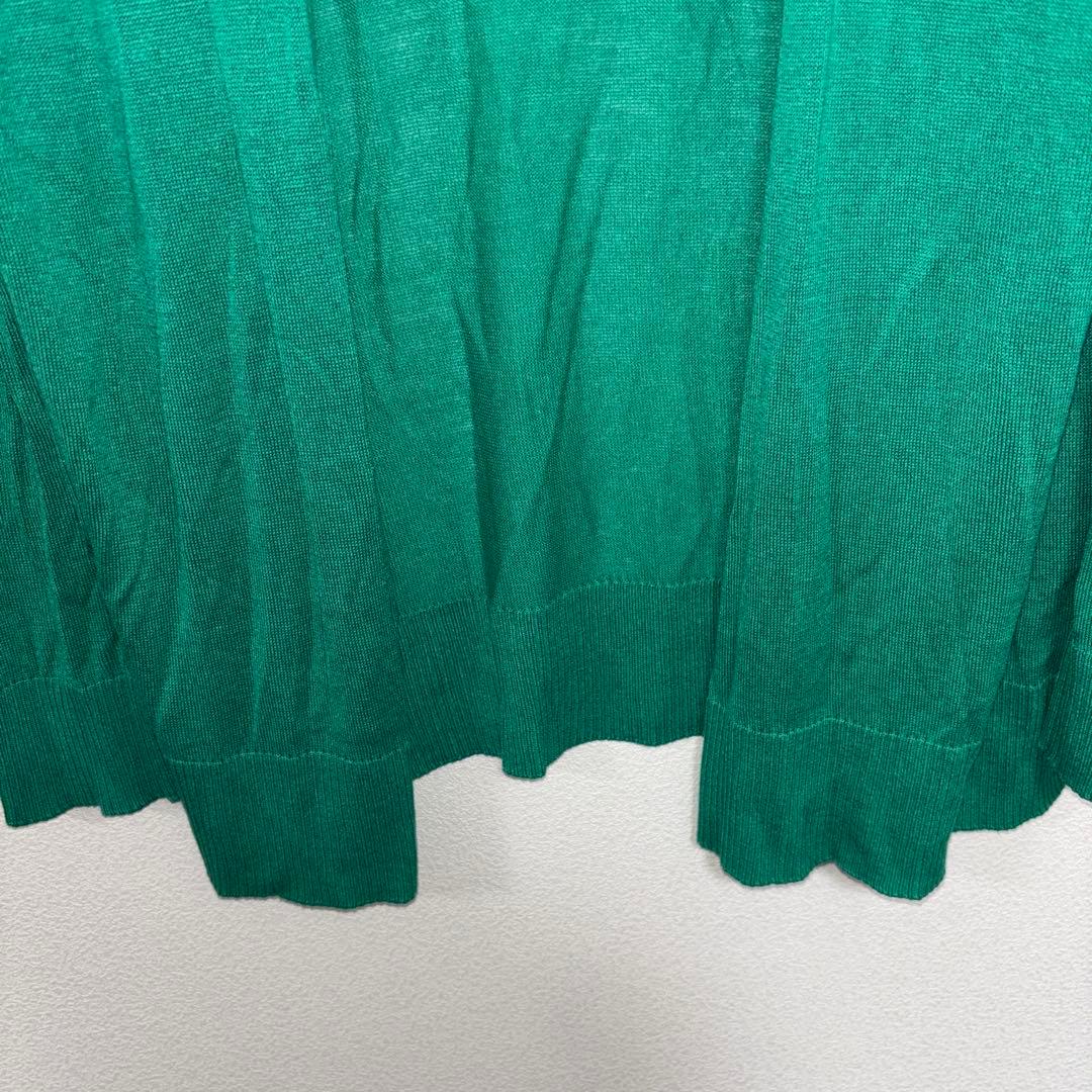 DRESKIP 薄手グリーン カーディガン Mサイズノーボタンd725 10