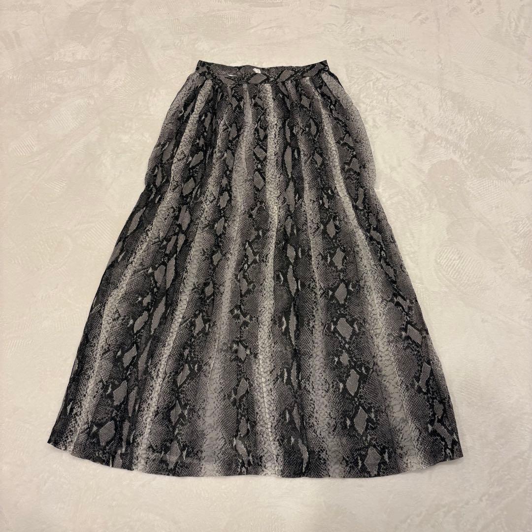 .ラッシーニ　アニマル柄　ロングスカート 蛇モノトーン グレー 11 上品