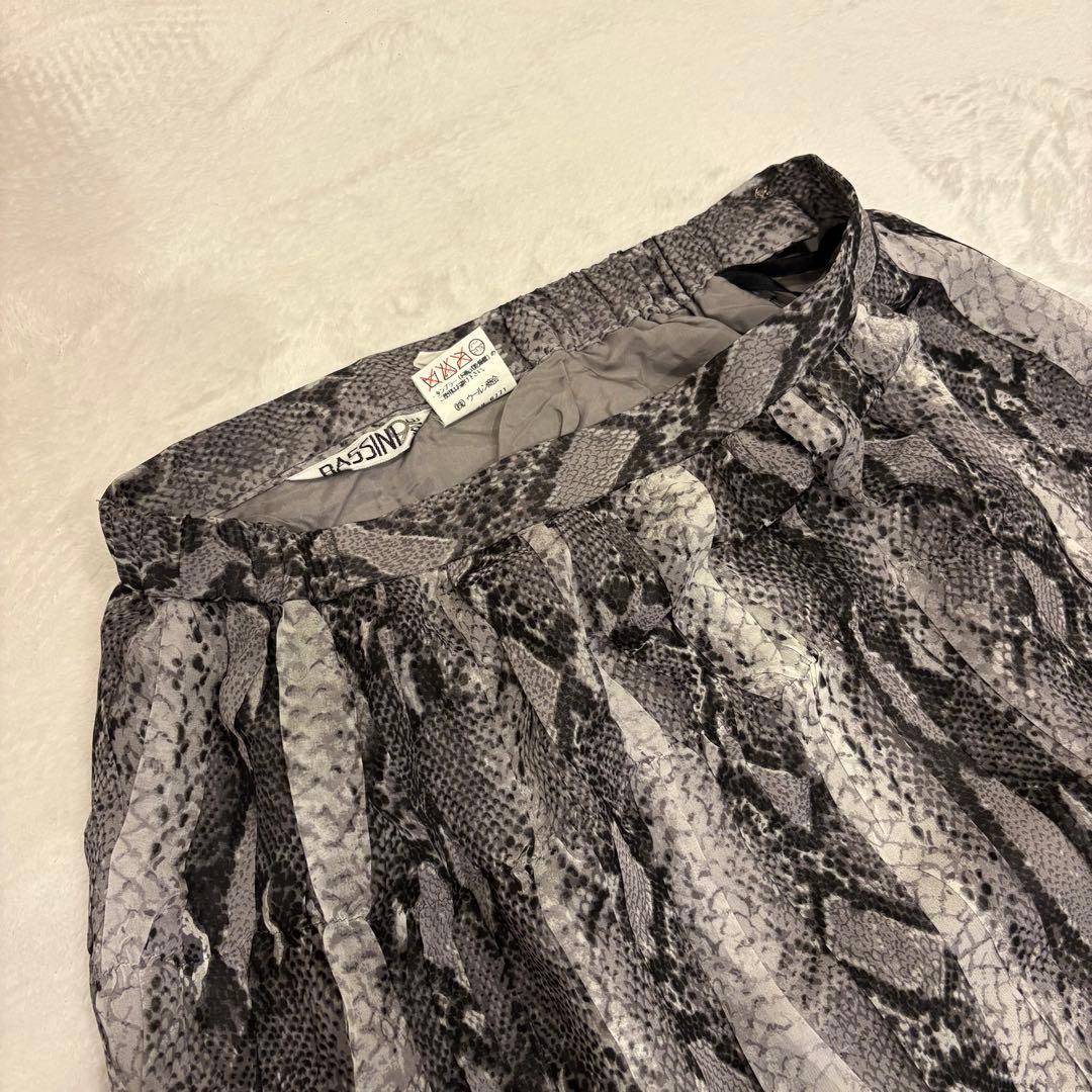 .ラッシーニ　アニマル柄　ロングスカート 蛇モノトーン グレー 11 上品 4