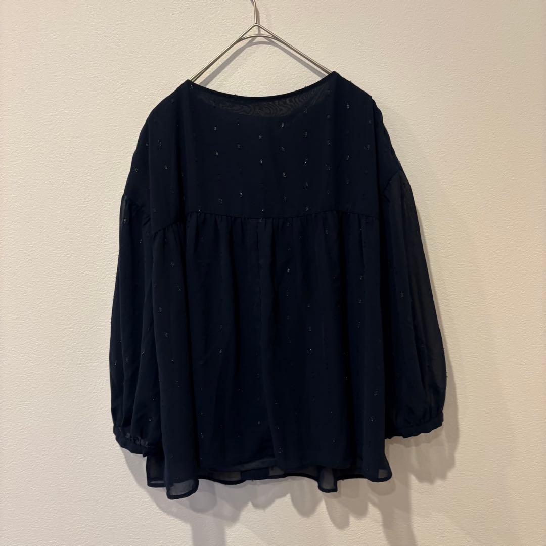 ナチュラルビューティーベーシック ブラウス シアー ドット 紺色　ネイビー M 6