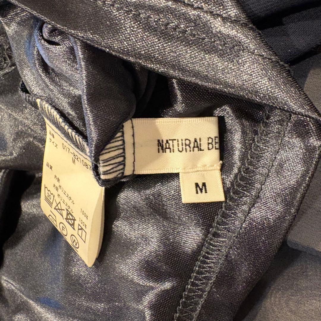 ナチュラルビューティーベーシック ブラウス シアー ドット 紺色　ネイビー M 9