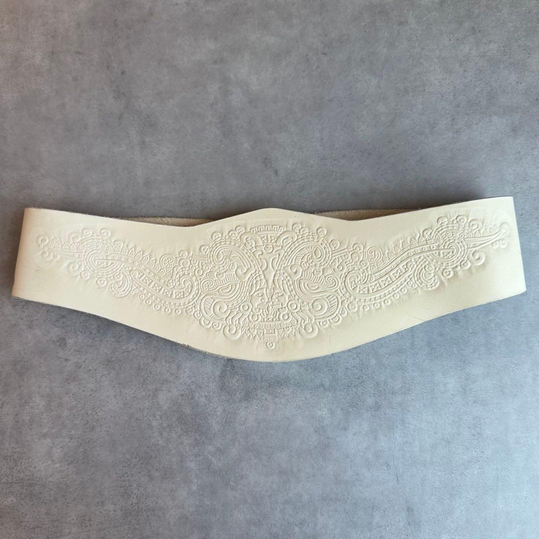 DIESEL Embossed white leather waist belt 5