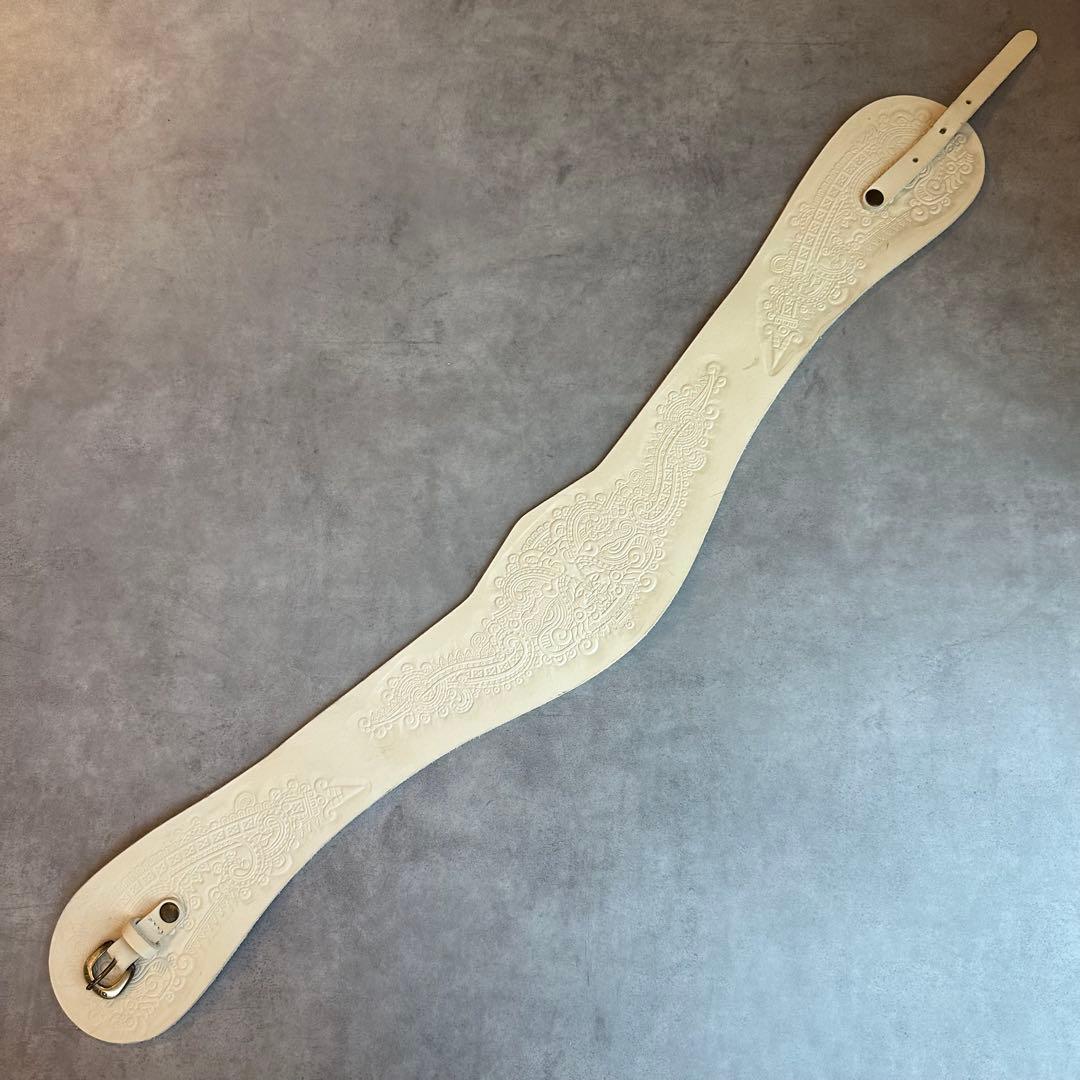 DIESEL Embossed white leather waist belt 7