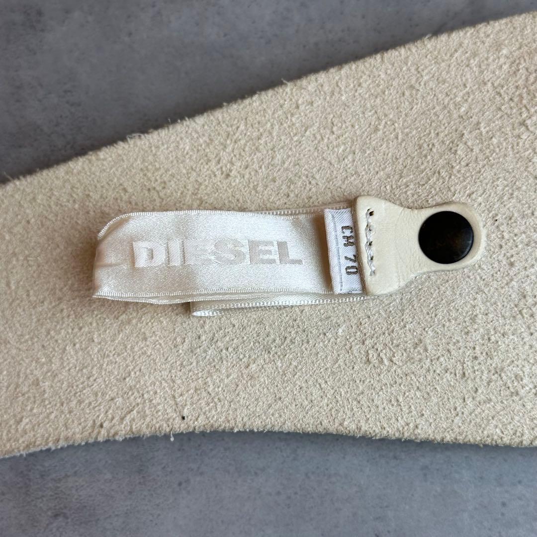 DIESEL Embossed white leather waist belt 9