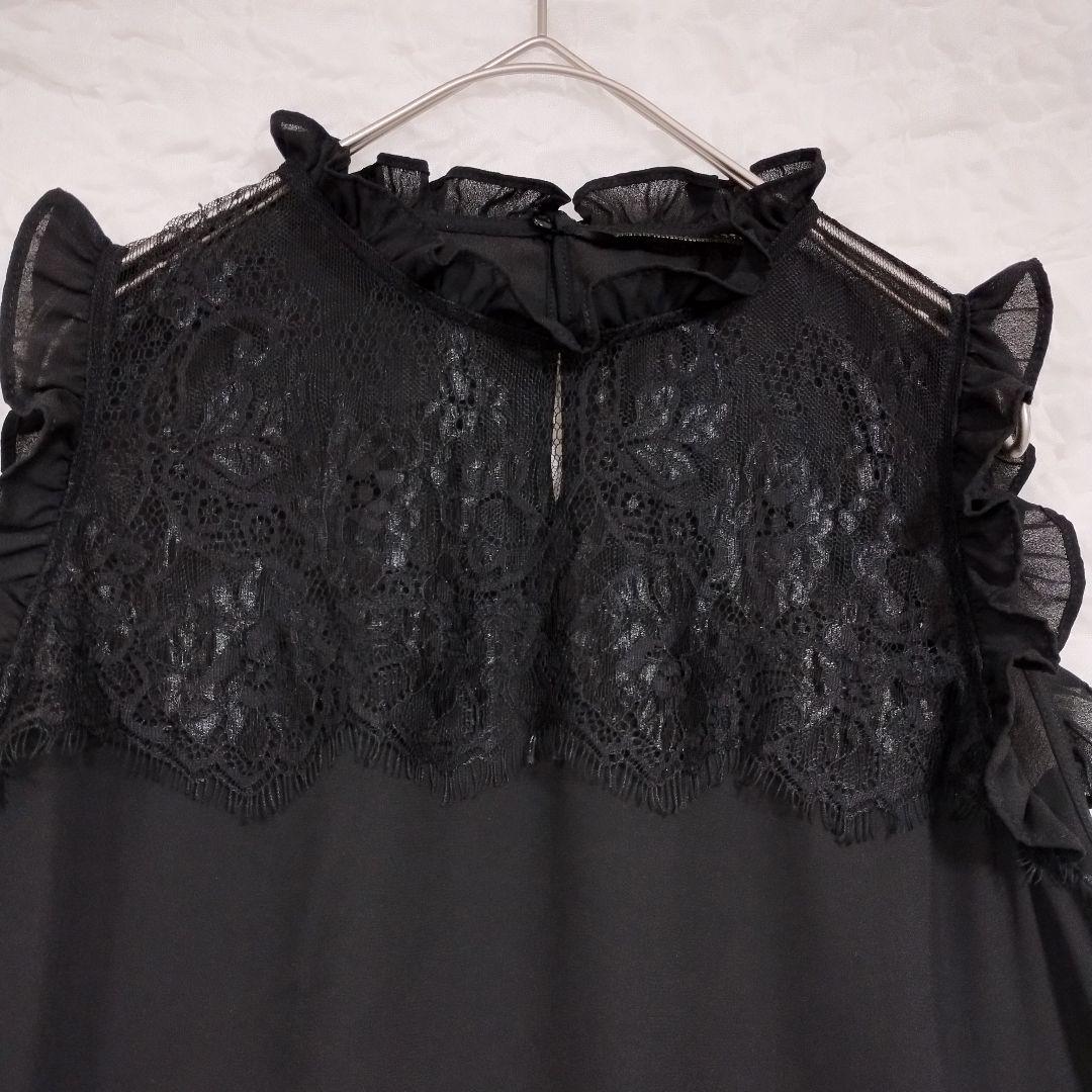 ザラベーシック 黒のレースノースリーブトップス M フォーマル シフォン 2