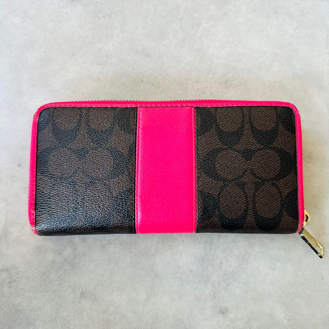 COACH Signature Zip Around Wallet PINK 2