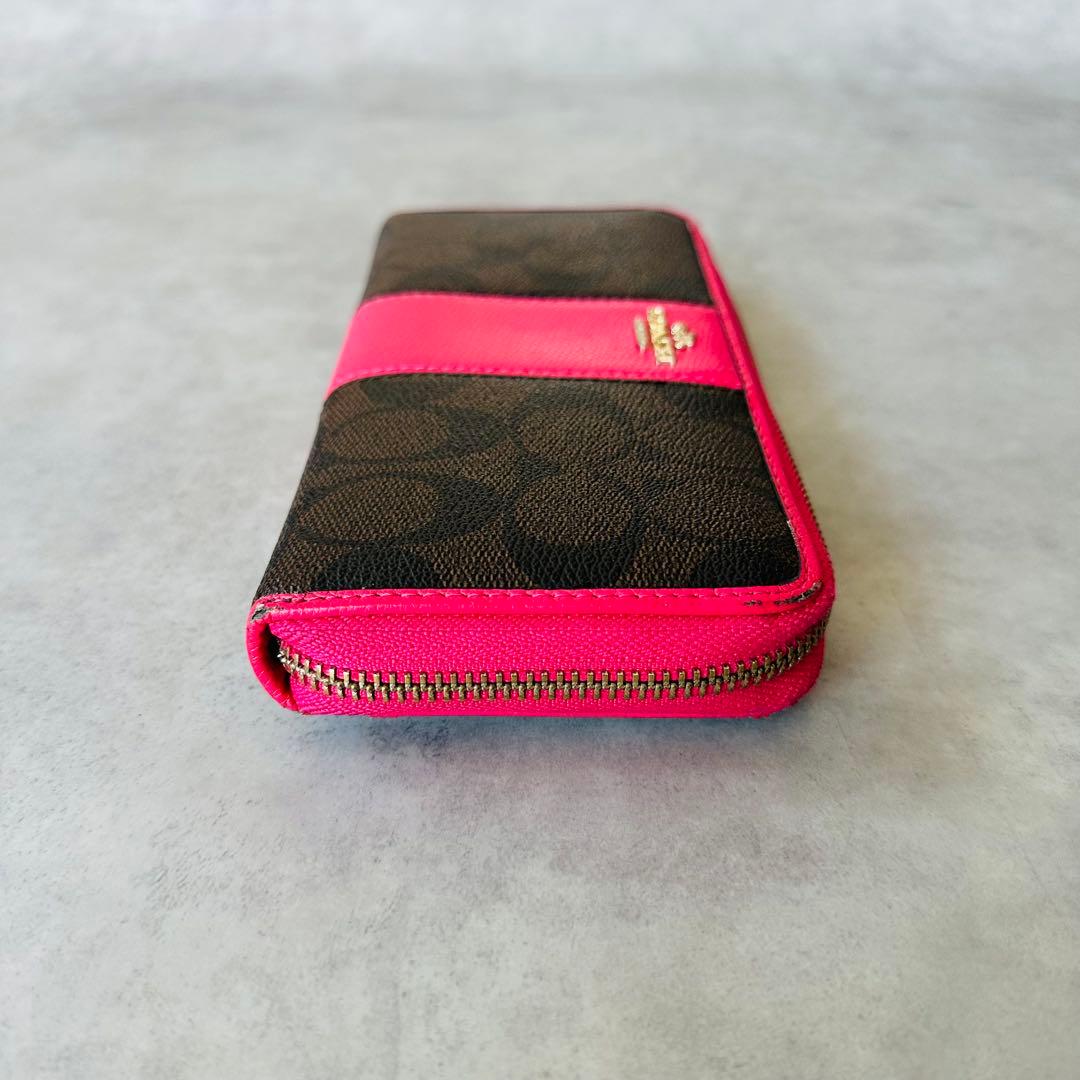 COACH Signature Zip Around Wallet PINK 7