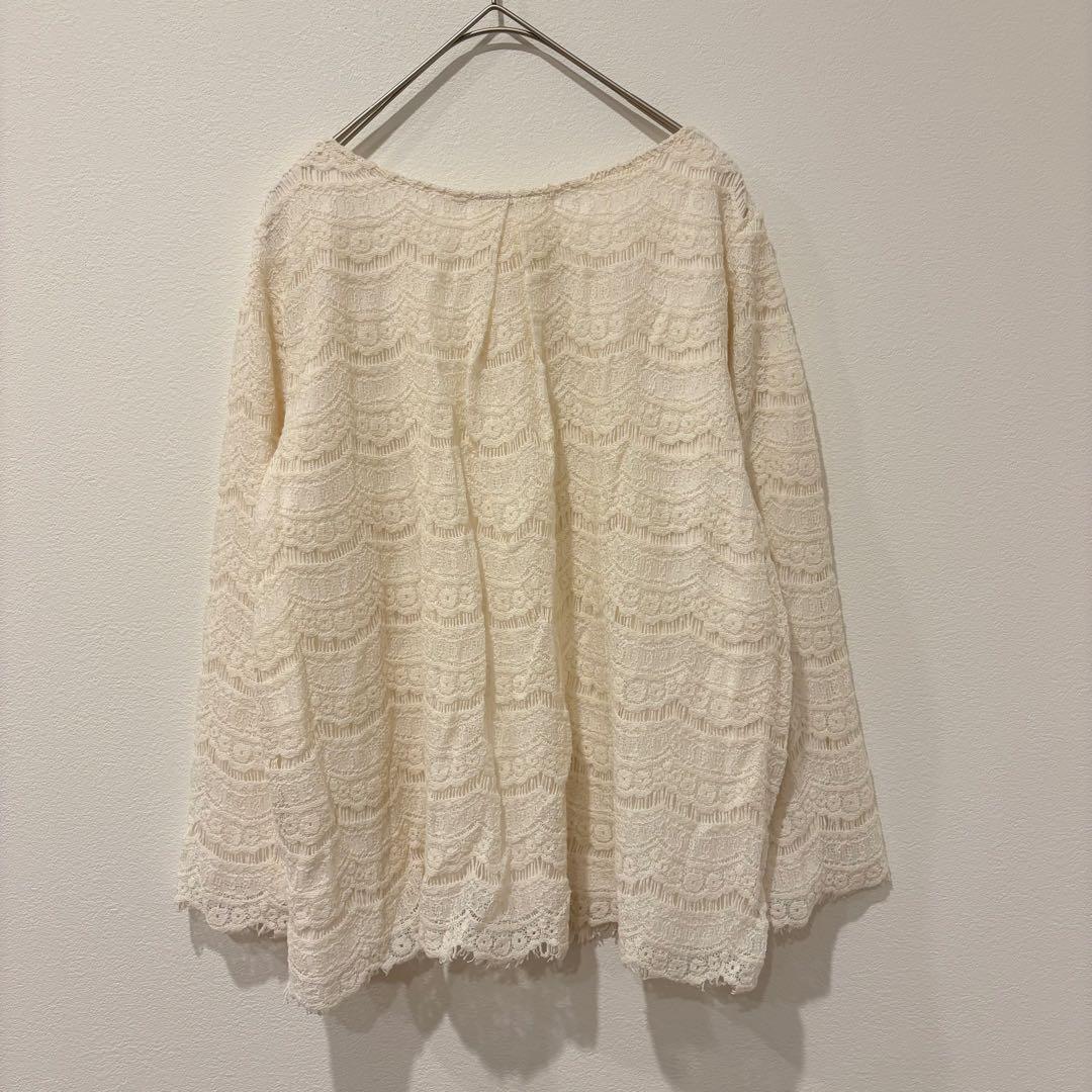 ミコア レーストップス 長袖ブラウス　花柄 アイボリー 白　ホワイト　きれいめ 6