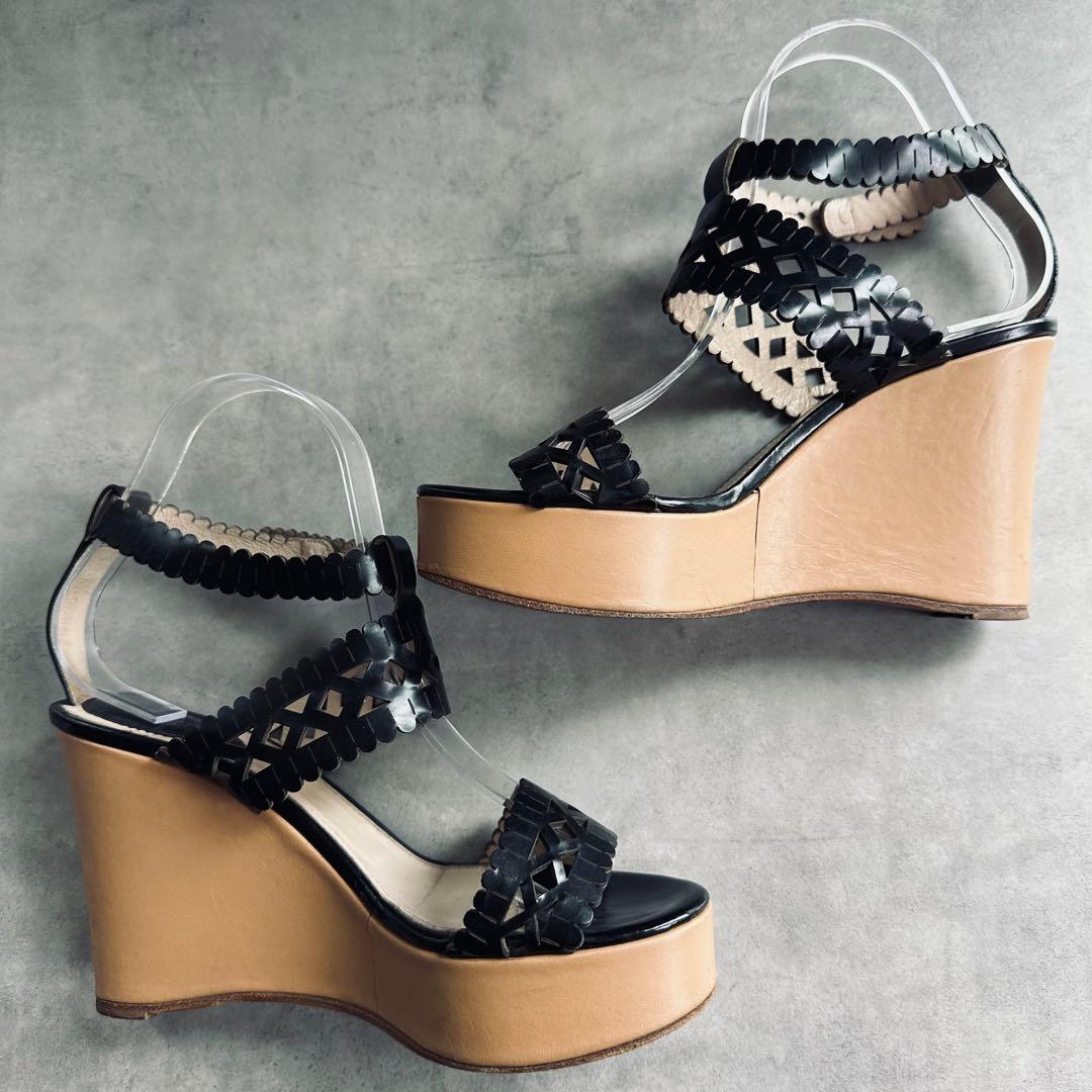希少✨Y2K Chloe カッティングレザー　厚底サンダル　ウェッジソール 5