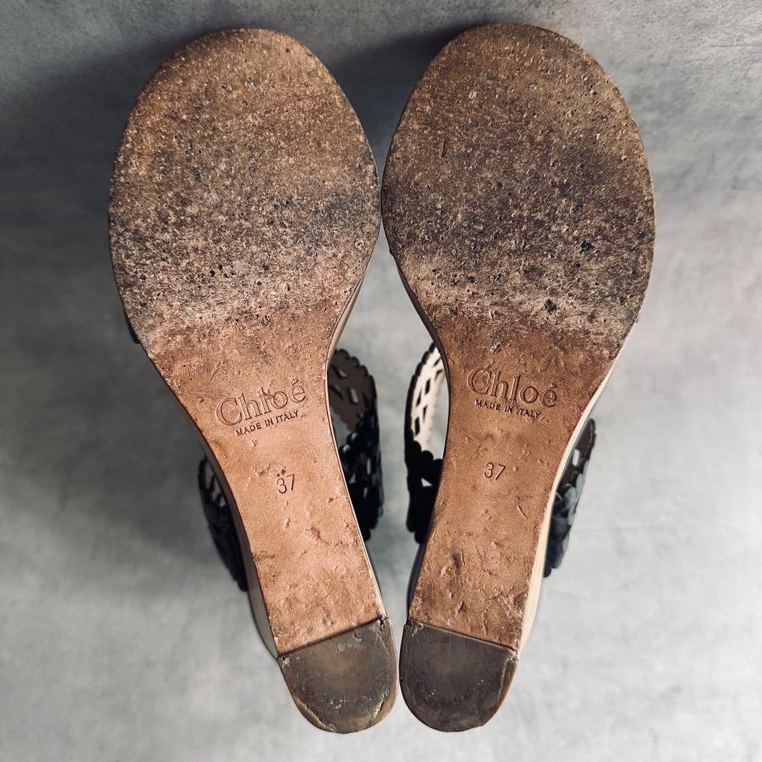 希少✨Y2K Chloe カッティングレザー　厚底サンダル　ウェッジソール 8