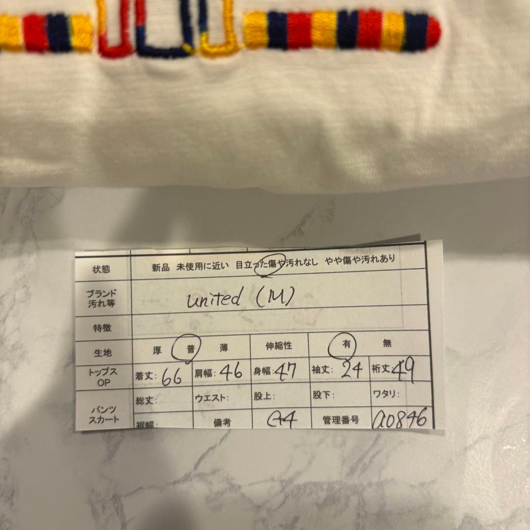 ユナイテッド 半袖Tシャツ 刺繍 ビッグシルエット 白　ホワイト M 男女着用可 9