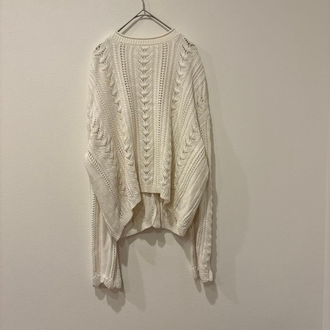 .GU ニットカーディガン 長袖　透かし編み ホワイト　白　L 可愛い　大きい 5
