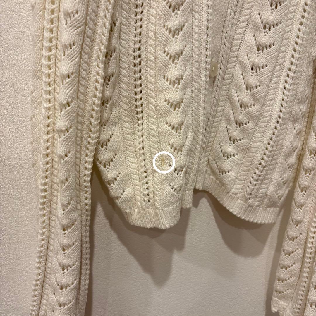 .GU ニットカーディガン 長袖　透かし編み ホワイト　白　L 可愛い　大きい 7