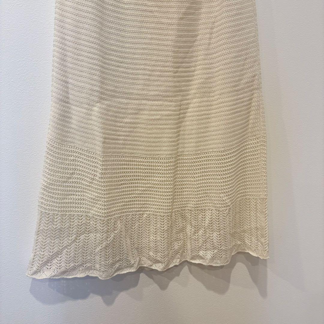 GU ニット フレアスカート ロング アイボリー 白　XL 大きめ 体型カバー 3