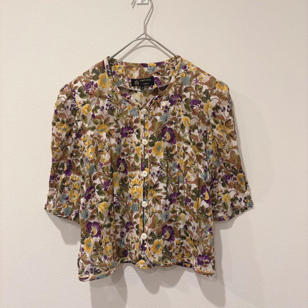 ハーディエイミス 花柄 ブラウス 半袖 総柄 上品 マルチカラー 9号 M相当