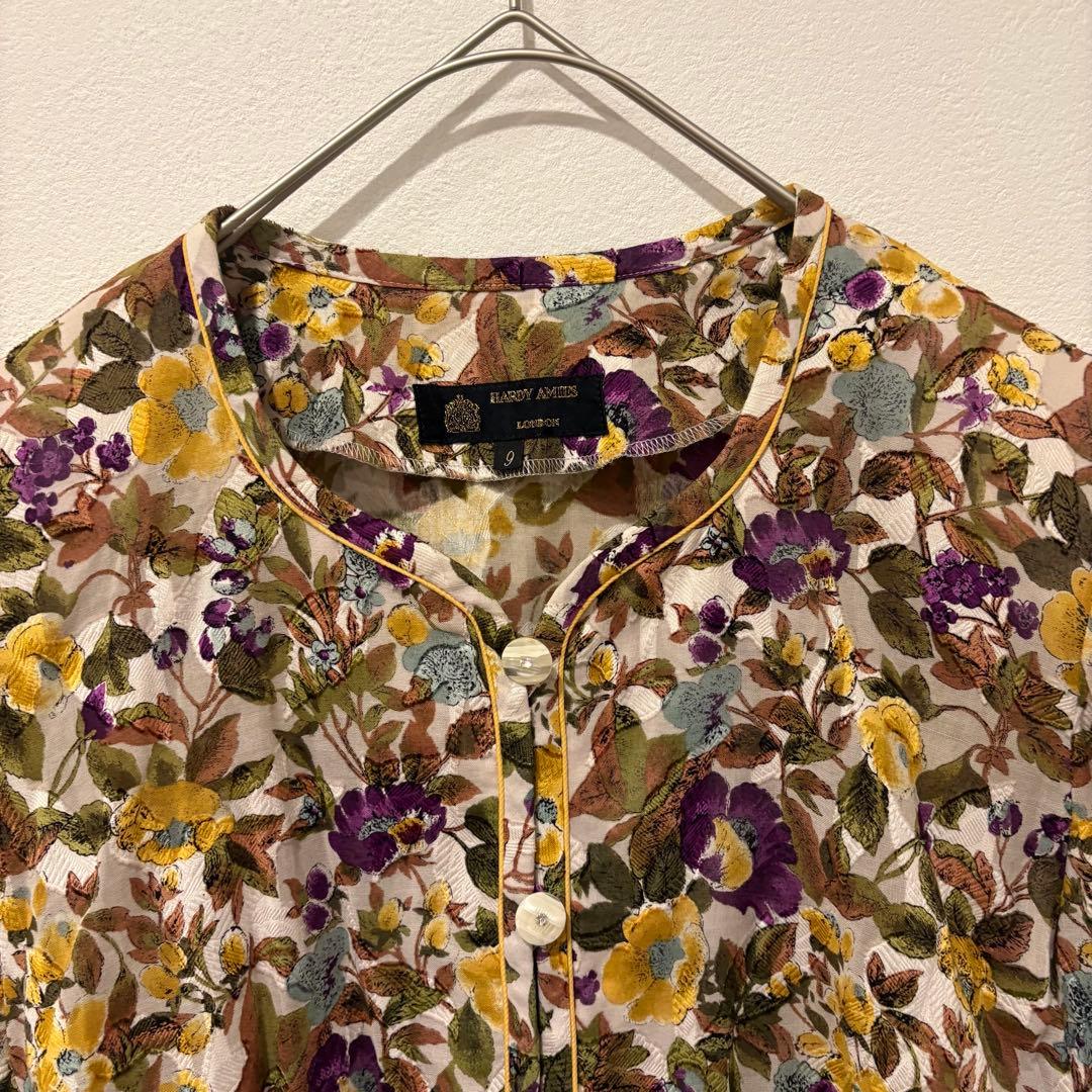 ハーディエイミス 花柄 ブラウス 半袖 総柄 上品 マルチカラー 9号 M相当 2
