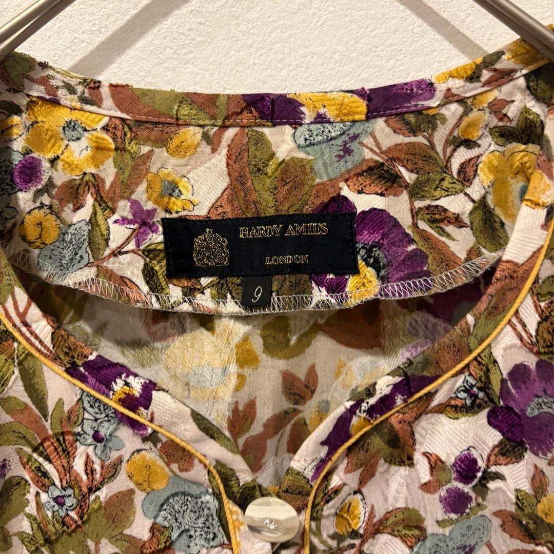 ハーディエイミス 花柄 ブラウス 半袖 総柄 上品 マルチカラー 9号 M相当 3