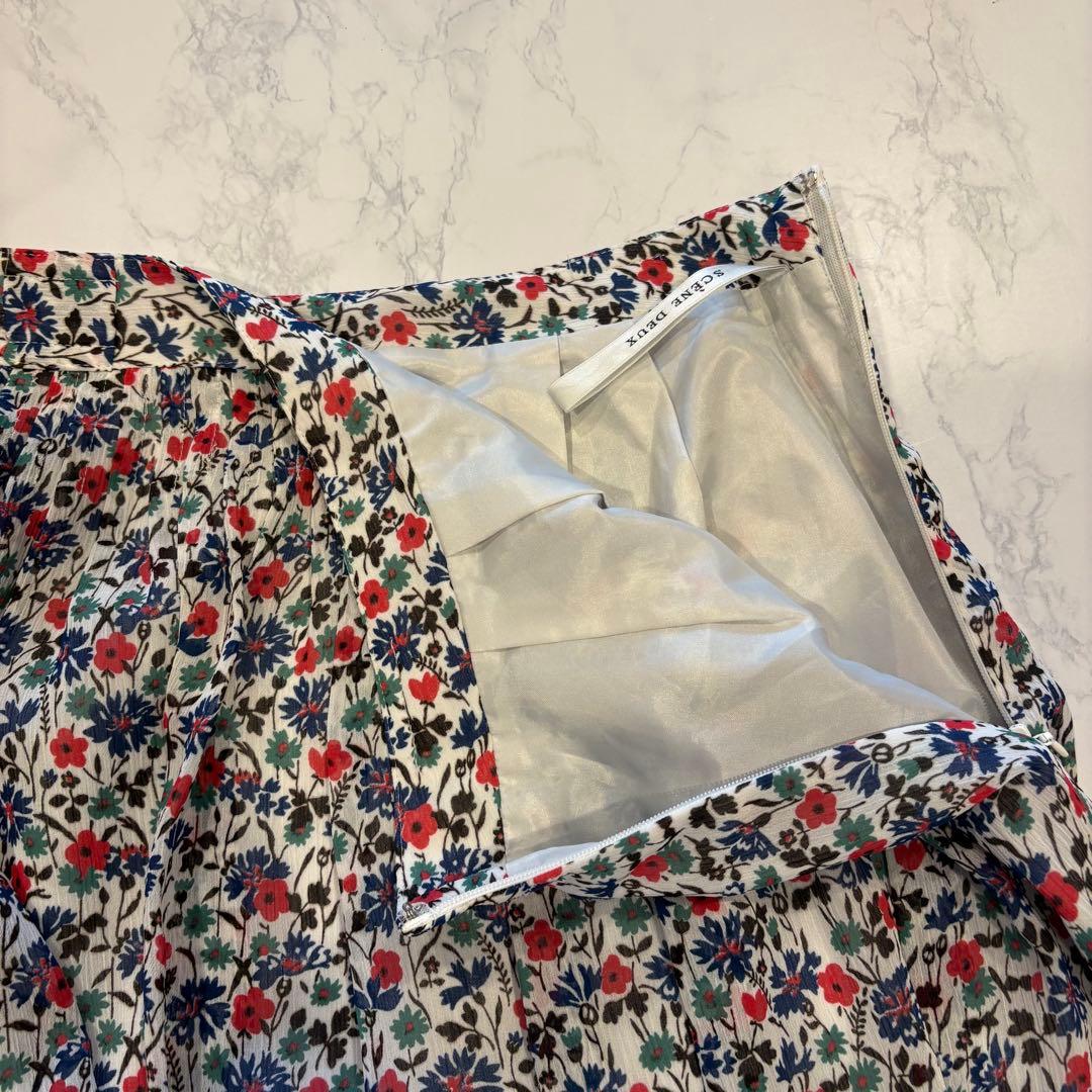 SCENE DEUX 花柄 フレアスカート 膝丈 総柄 Mサイズ　かわいい 5