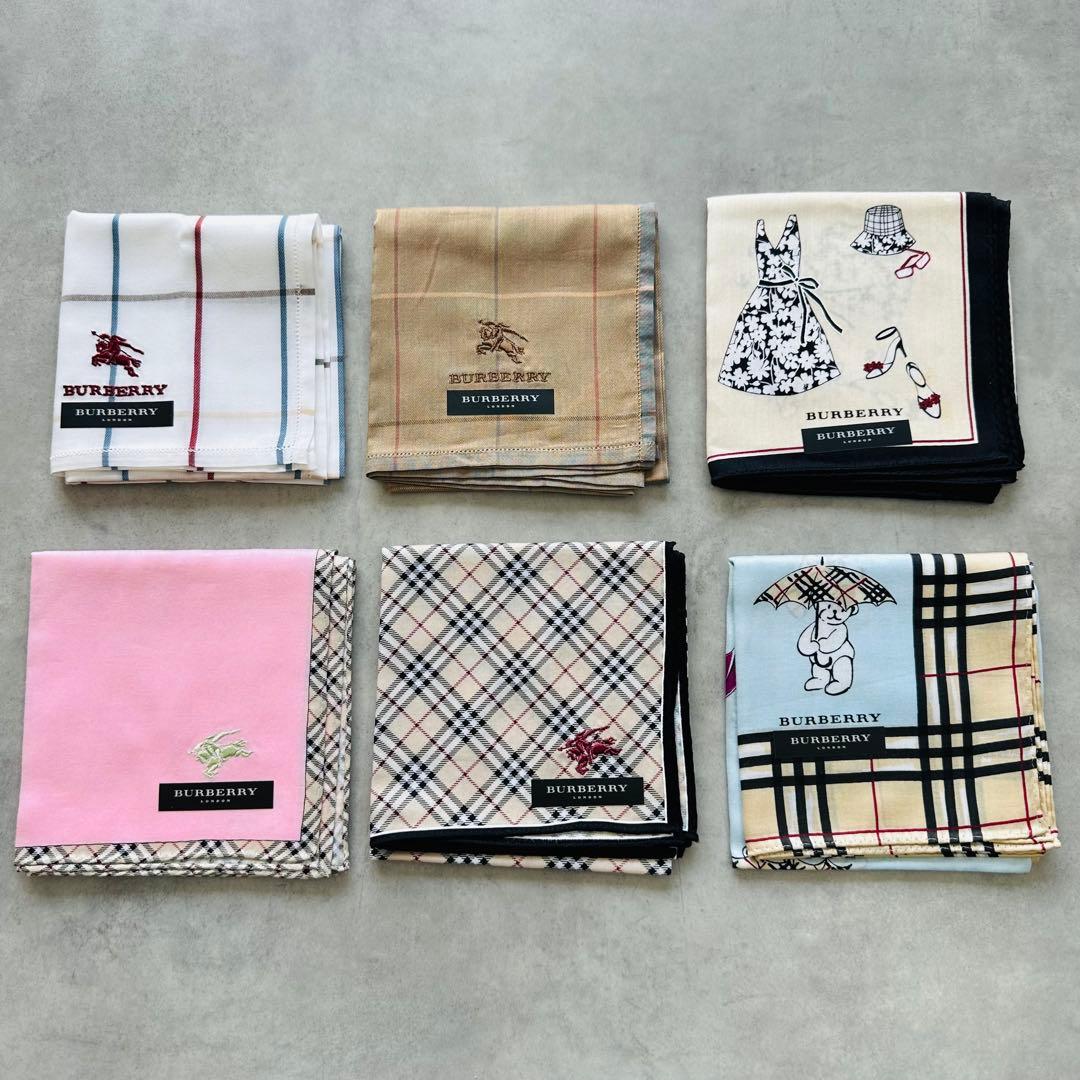 未使用✨BURBERRY ハンカチ 6点セット ノバチェック 刺繍ホースロゴ