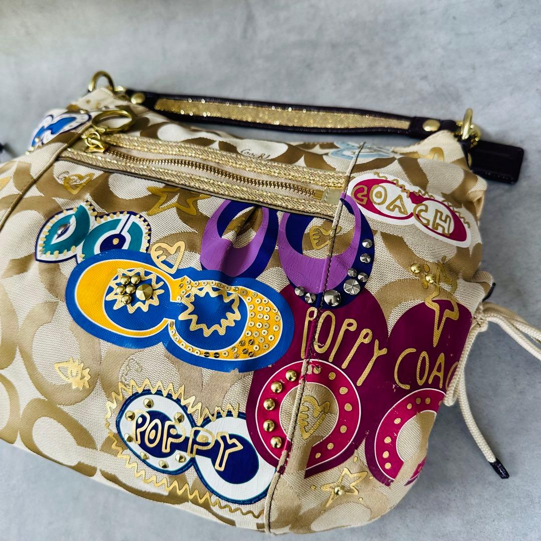 Y2K COACH Poppy Opart Studs Hobo Bag 11