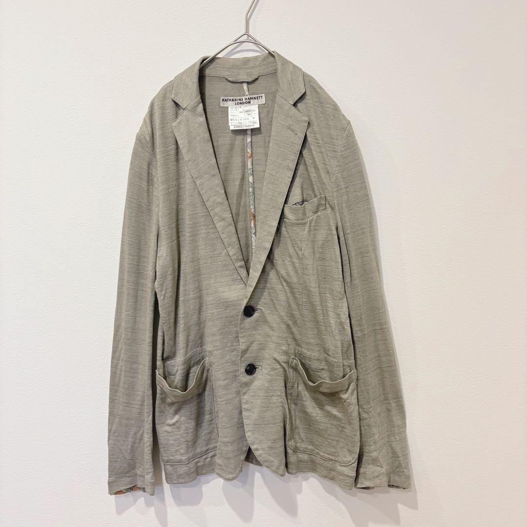 キャサリンハムネット テーラード　カーディガン　麻 リネン カーキ M メンズ