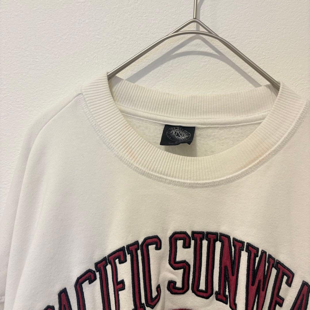 スウェット トレーナー ロゴ　刺繍 ホワイト 白　Mサイズ　大きい　カジュアル 3