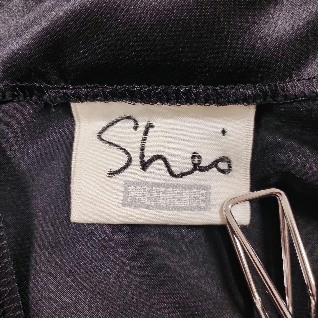 shes シェス ブラック 3層フリル パーティードレス M リボン シフォン 8