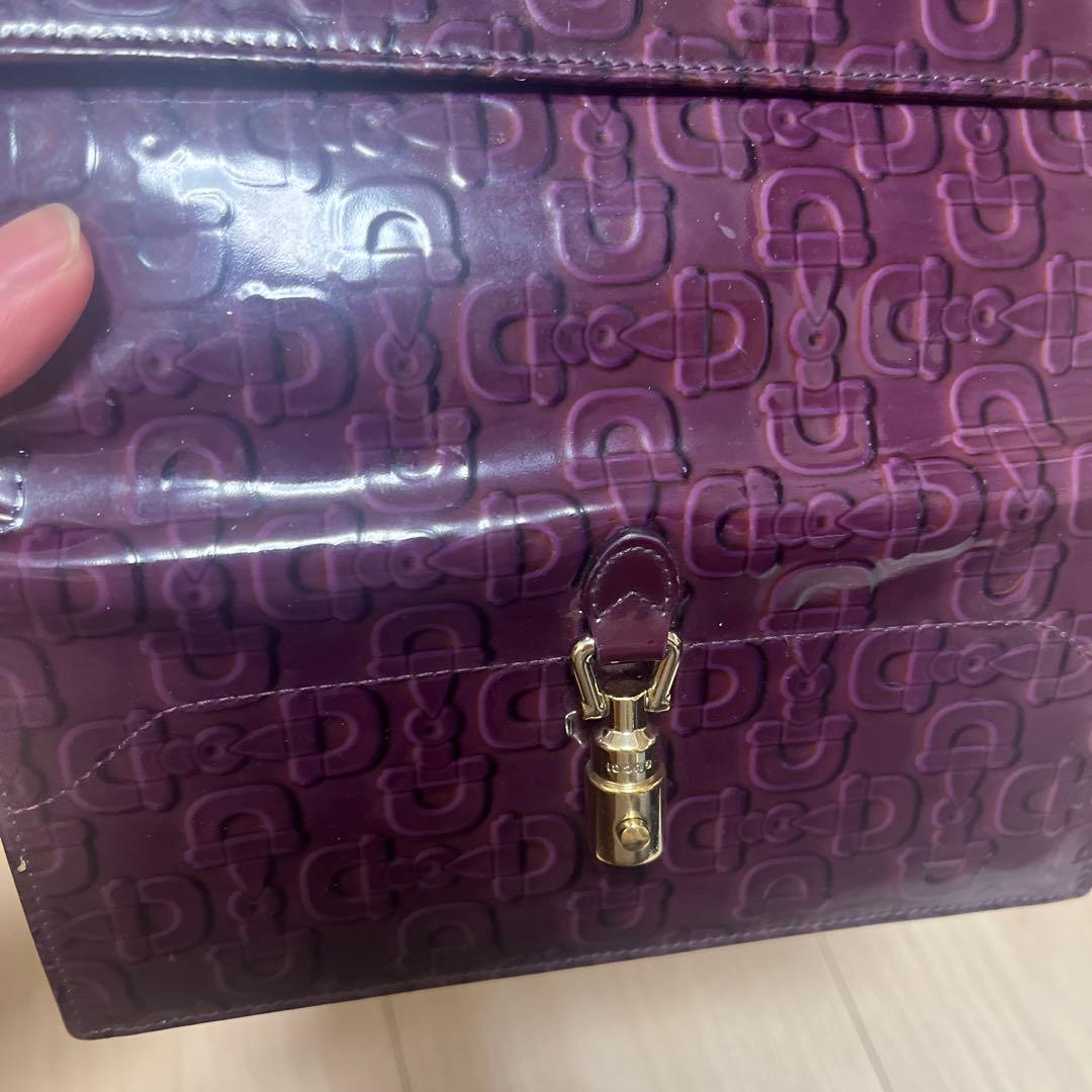 Gucciダークパープル エンボスロゴ 長財布 11