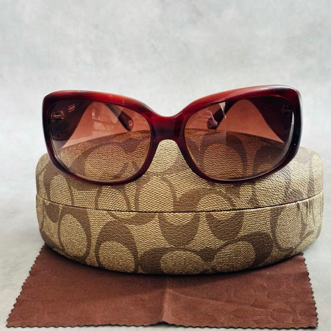 Y2K COACH CARMEN メタルシグネチャー サングラス　バーガンディ