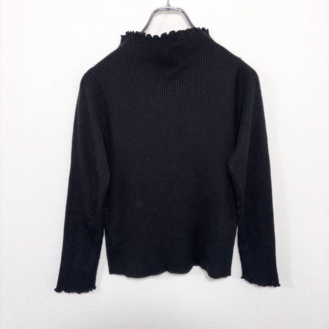 earth music & ecologyブラックリブニットシンプルM d690 12