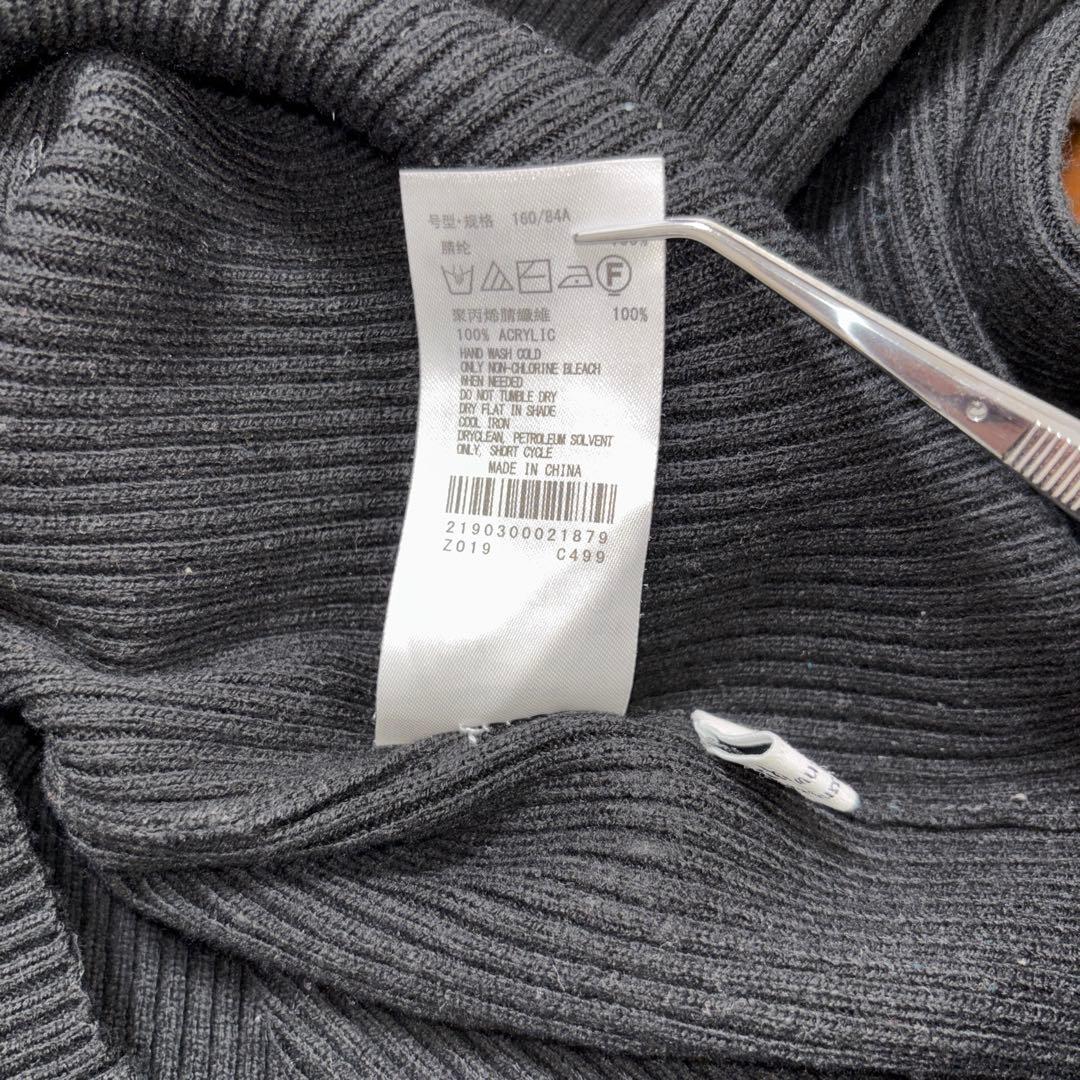 earth music & ecologyブラックリブニットシンプルM d690 14