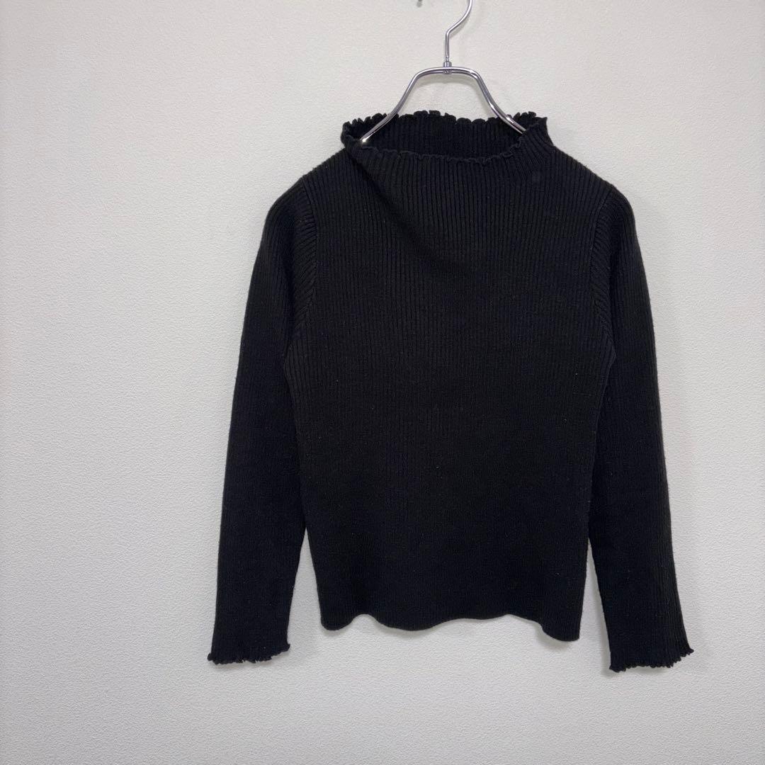 earth music & ecologyブラックリブニットシンプルM d690 3