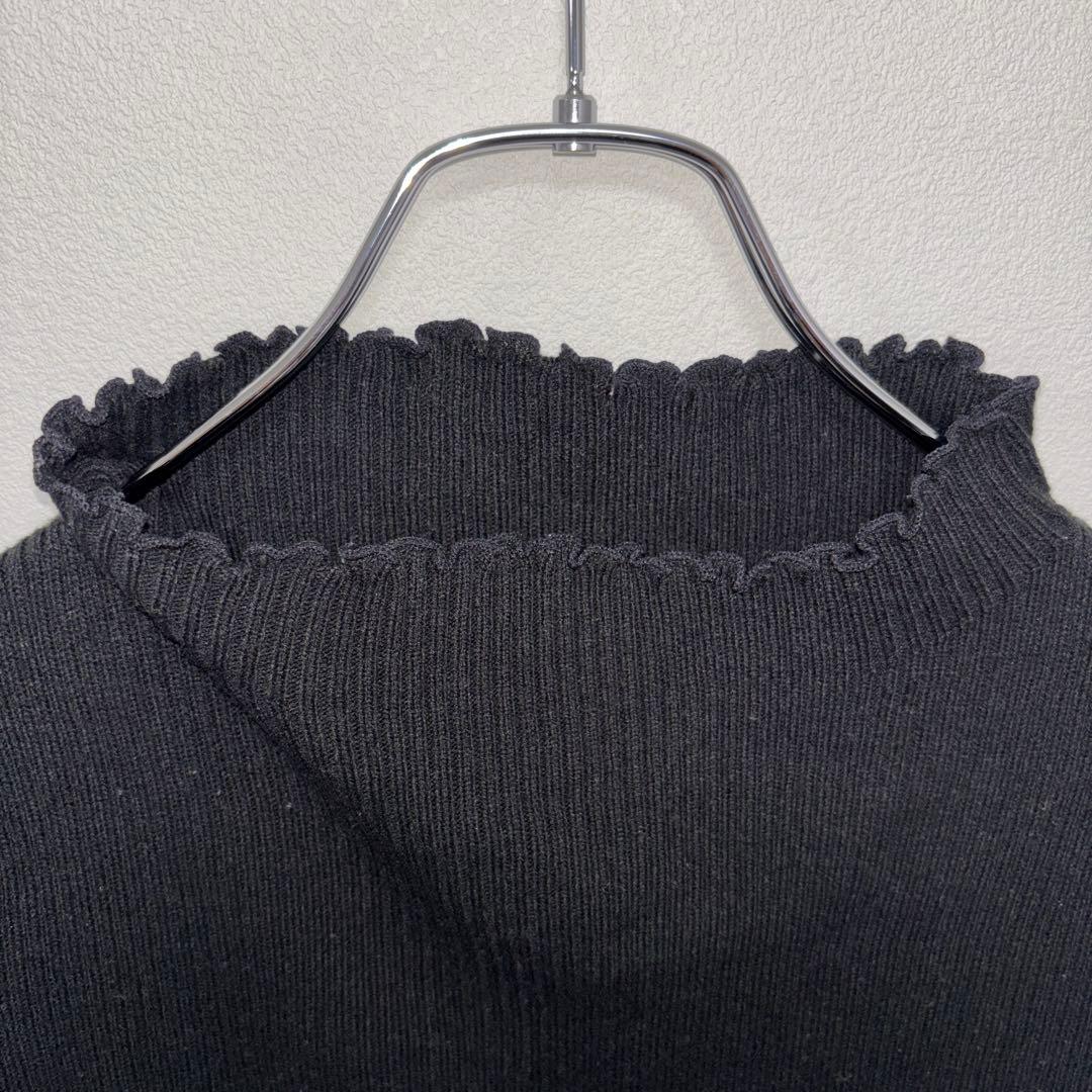 earth music & ecologyブラックリブニットシンプルM d690 4