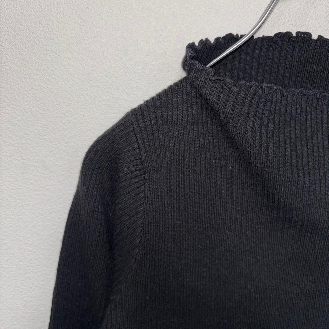 earth music & ecologyブラックリブニットシンプルM d690 5