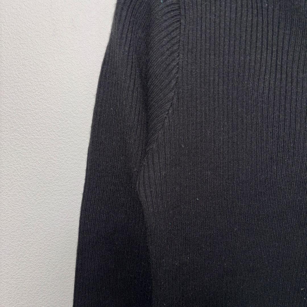 earth music & ecologyブラックリブニットシンプルM d690 6