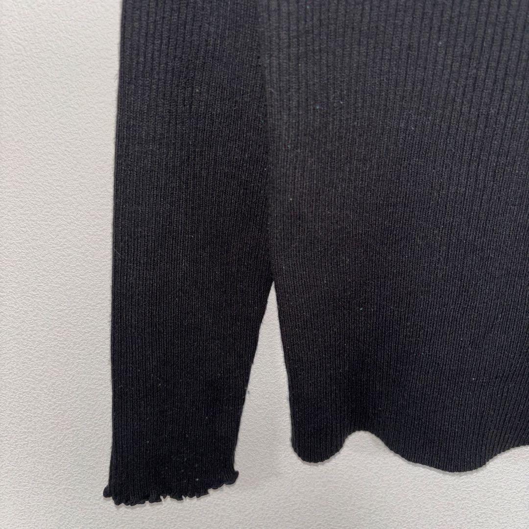 earth music & ecologyブラックリブニットシンプルM d690 7