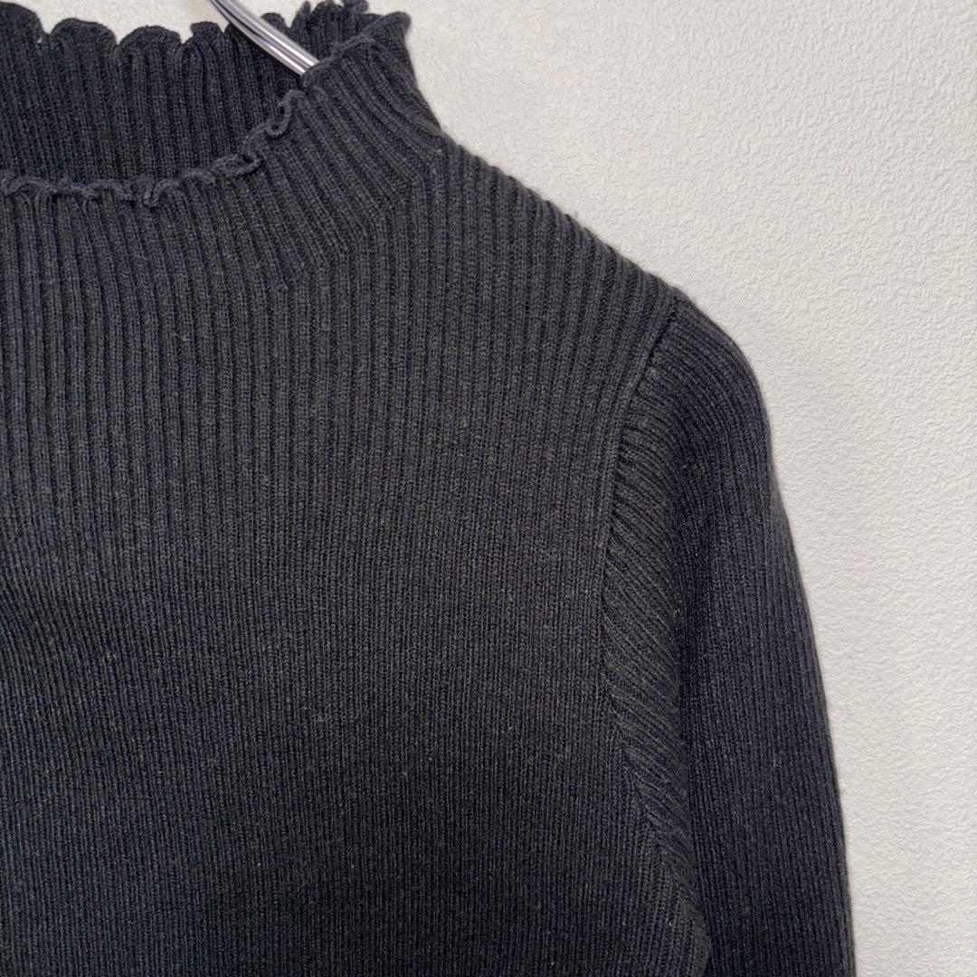 earth music & ecologyブラックリブニットシンプルM d690 8