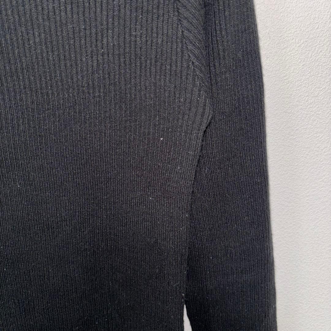 earth music & ecologyブラックリブニットシンプルM d690 9