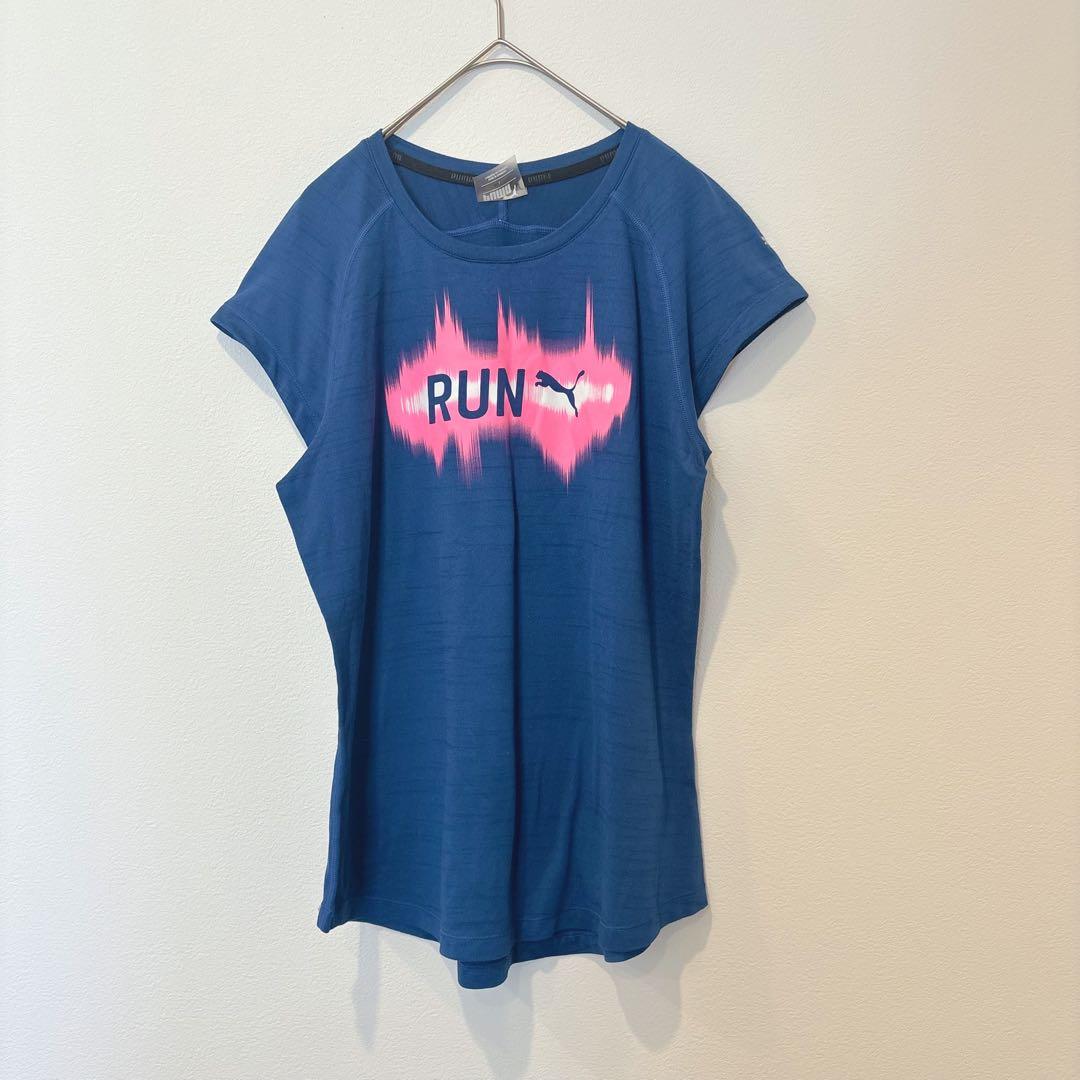 プーマ ランニングTシャツ 半袖 ドライセル 吸汗速乾 ブルー 青　L スポーツ