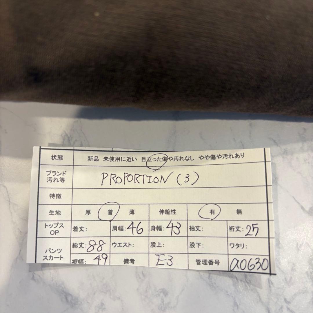 プロポーション ワンピース 装飾　ブラウン 茶色　3 膝丈　ノースリーブ 10