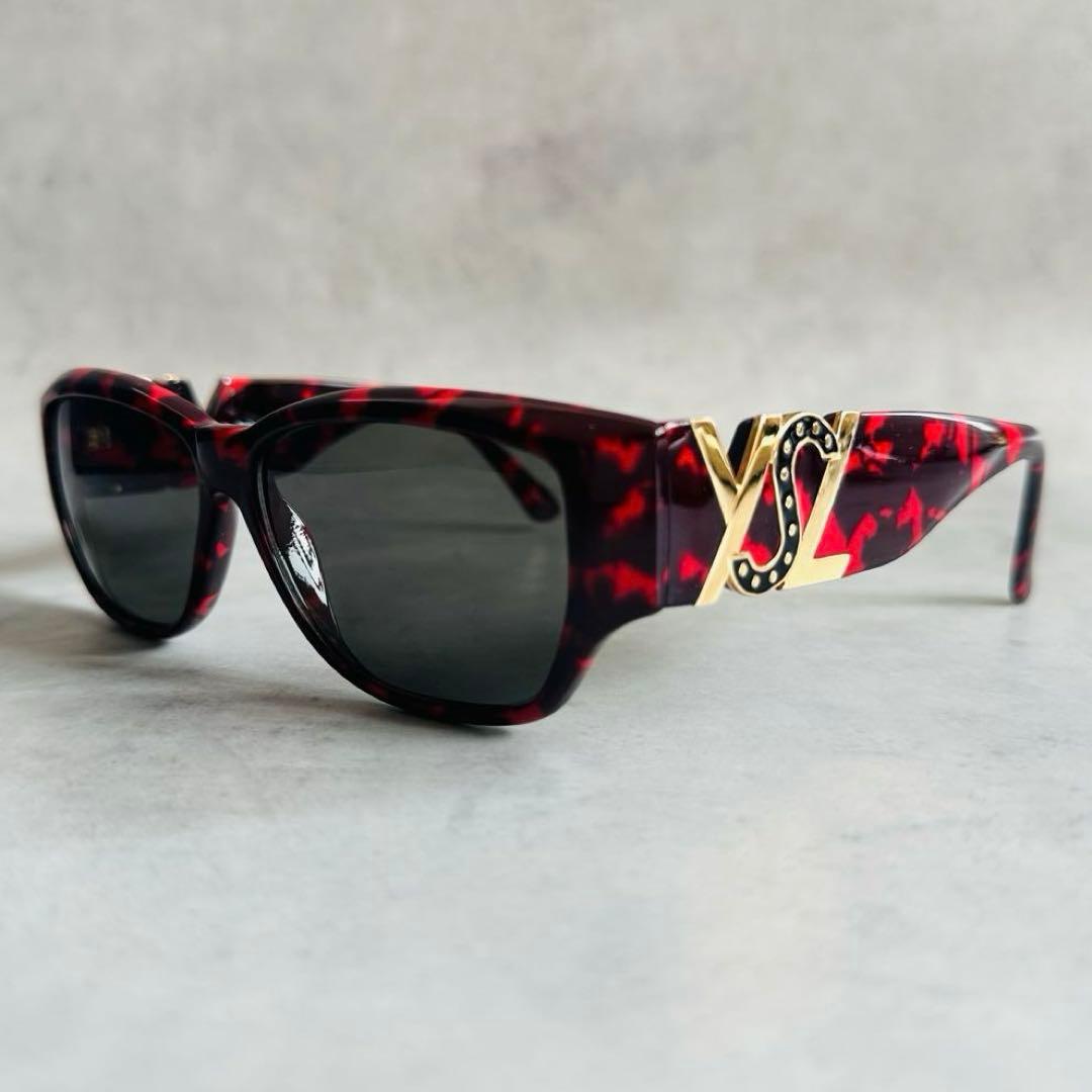 Vintage Yves Saint Laurent 赤鼈甲 ロゴ サングラス 3